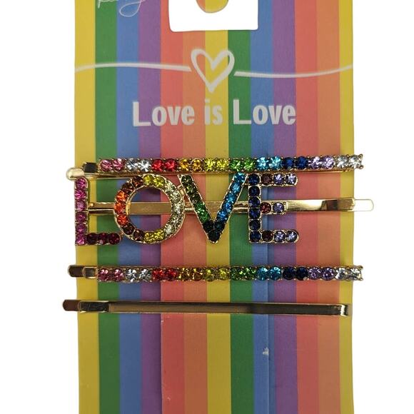 Berry Love Rhinestone Sparkle Barrettes Hair Slides Clips Set - Picture 1 of 4